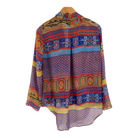 Boho Peck multicolor sheer 3/4 sleeve top - Picture 2 of 7